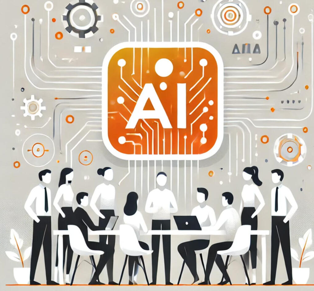 AI team collaboration A team working together with AI